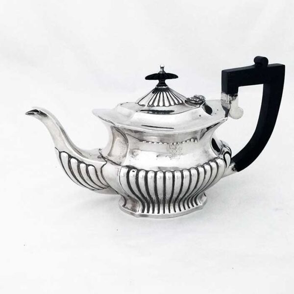 LATE VICTORIAN SILVER TEA POT - Image 2