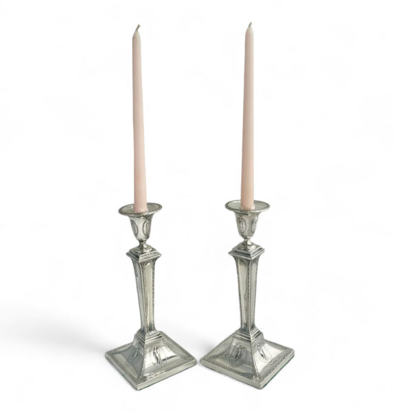 ENGLISH SILVER NEO-CLASSICAL CANDLESTICKS