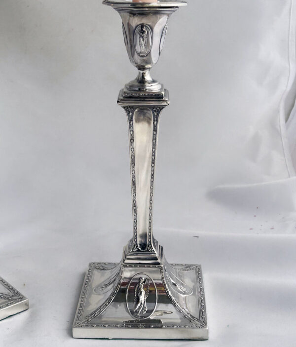 ENGLISH SILVER NEO-CLASSICAL CANDLESTICKS - Image 5