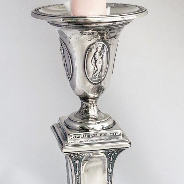 ENGLISH SILVER NEO-CLASSICAL CANDLESTICKS - Image 6