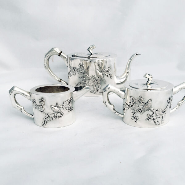 CHINESE EXPORT SILVER TEA SET - Image 2