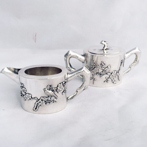 CHINESE EXPORT SILVER TEA SET - Image 5