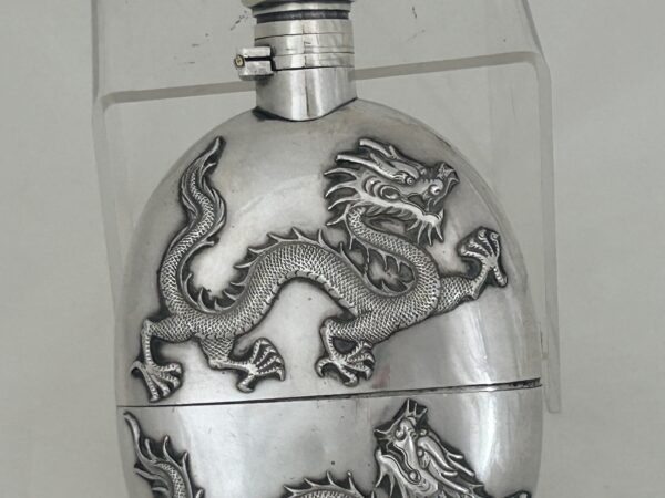 CHINESE EXPORT SILVER HIP FLASK - Image 3