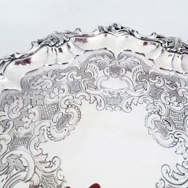 VICTORIAN ENGLISH SILVER SALVER - Image 2