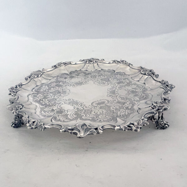VICTORIAN ENGLISH SILVER SALVER - Image 6