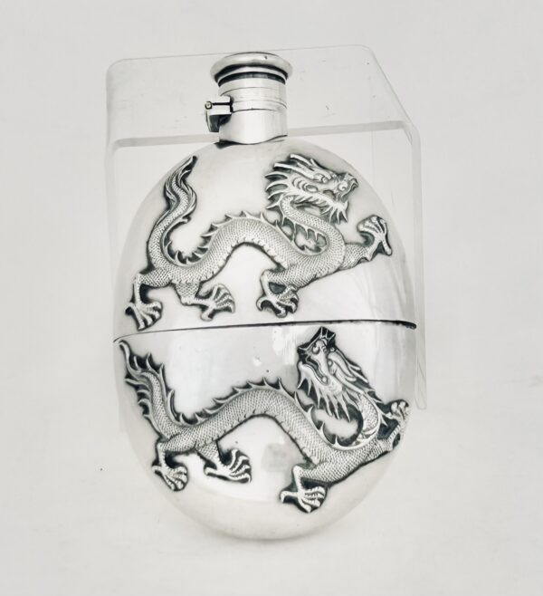 CHINESE EXPORT SILVER HIP FLASK - Image 7