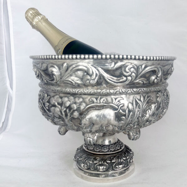 HUGE INDIAN SILVER PRESENTATION BOWL - Image 2