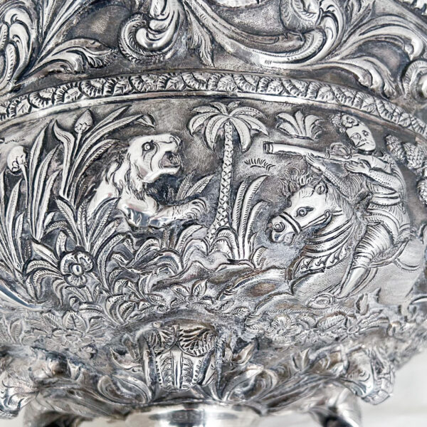 HUGE INDIAN SILVER PRESENTATION BOWL - Image 6