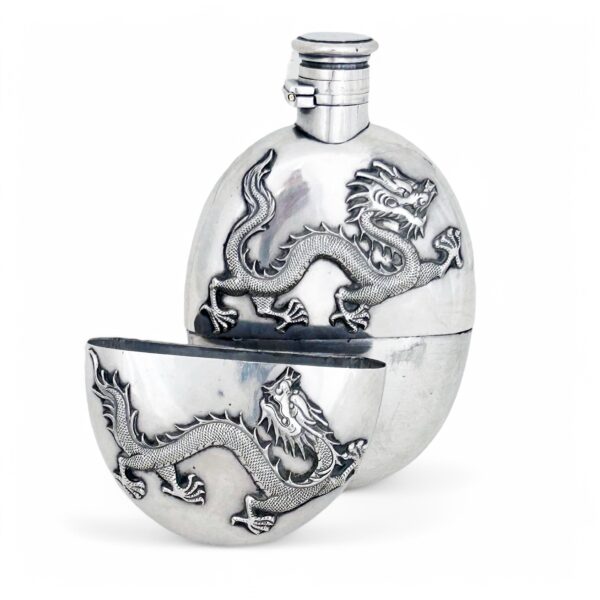 CHINESE EXPORT SILVER HIP FLASK