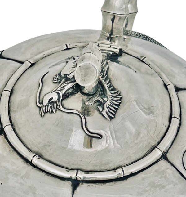 CHINESE EXPORT SILVER DRAGON TEA SET - Image 3