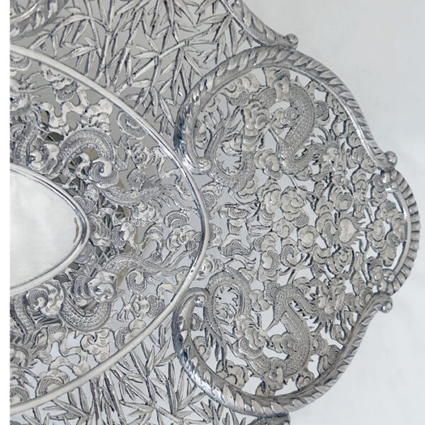 LARGE CHINESE EXPORT SILVER TAZZA - Image 5